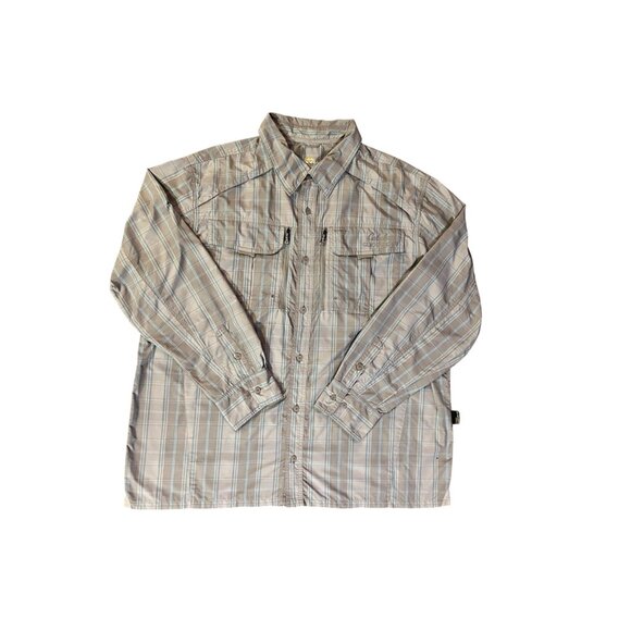 Cabela’s Guidewear Shirt Men’s 2XL Gray Blue Plaid Nylon UPF 50 Fishing Hiking - Picture 3 of 16